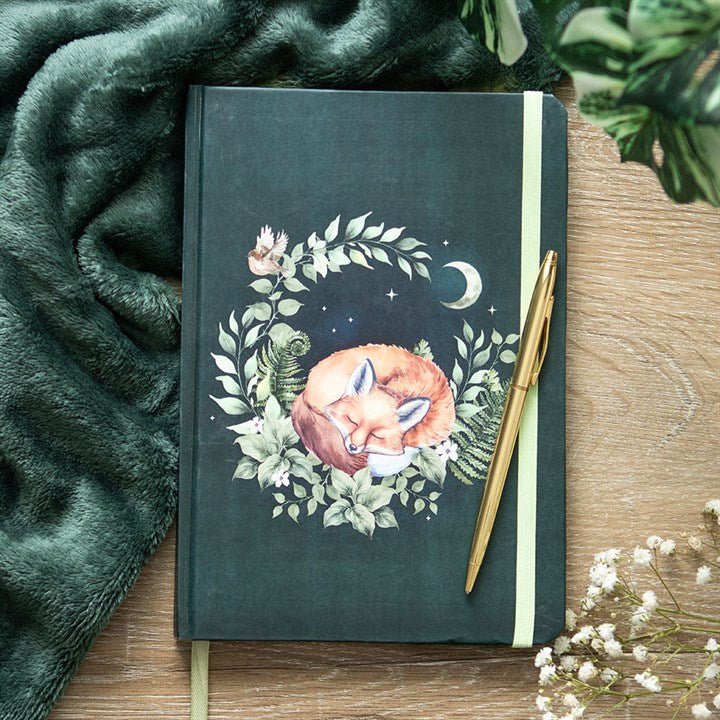 Green Sleeping Fox A5 Notebook | Inspired Creative Gifts | UK Supplier