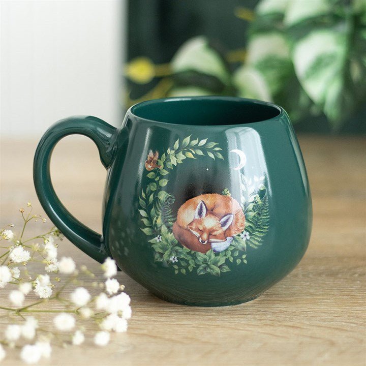 Green Sleeping Fox Rounded Mug | Inspired Creative Gifts