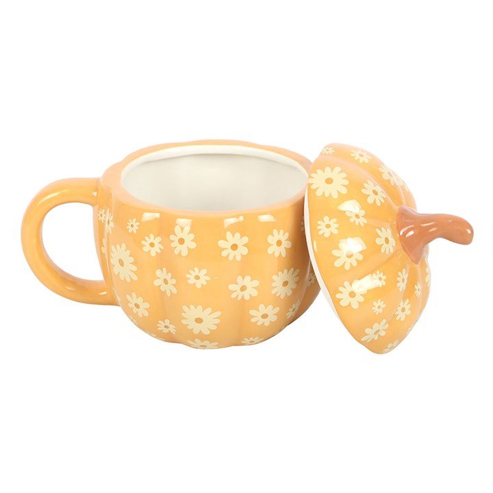 Groovy Floral Pumpkin Lidded Mug | Inspired Creative Gifts | UK Supplier