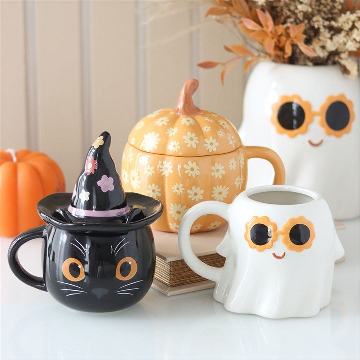 Groovy Floral Pumpkin Lidded Mug | Inspired Creative Gifts | UK Supplier