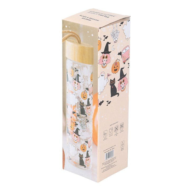 Groovy Ghost Print Glass Water Bottle | Inspired Creative Gifts | UK Supplier