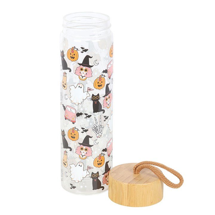 Groovy Ghost Print Glass Water Bottle | Inspired Creative Gifts | UK Supplier