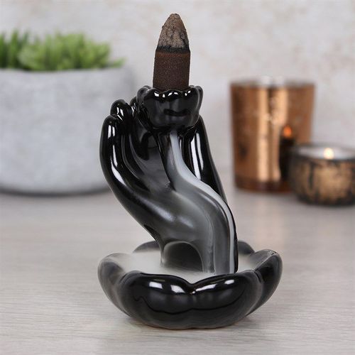 Hand & Lotus Flower Backflow Incense Burner | Inspired Creative Gifts | UK Supplier