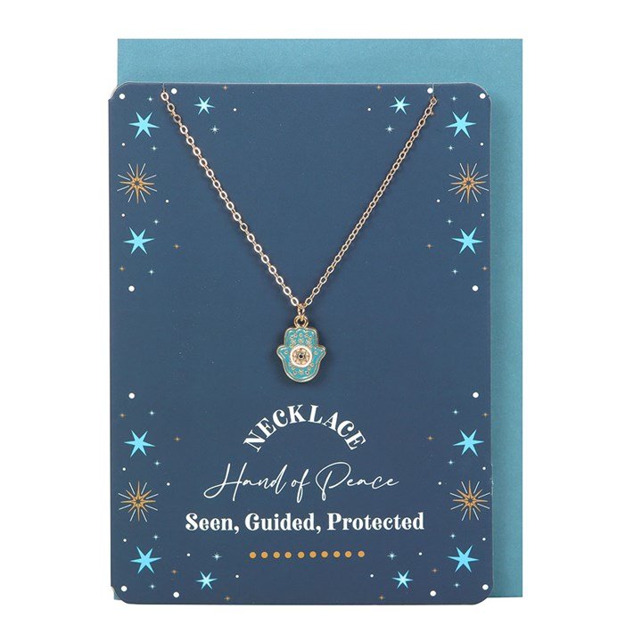 Hand of Hamsa Necklace on Greeting Card | Inspired Creative Gifts | UK Supplier