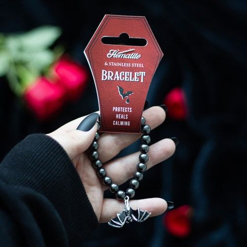 Hanging Bat Hematite Charm Bracelet | Inspired Creative Gifts | UK Supplier