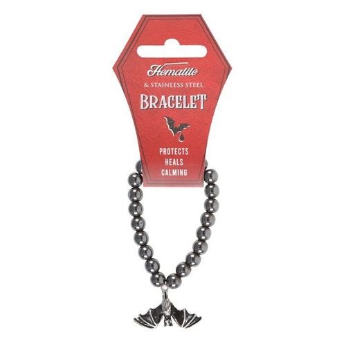 Hanging Bat Hematite Charm Bracelet | Inspired Creative Gifts | UK Supplier
