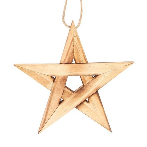 Hanging Wooden Pentagram Decoration | Inspired Creative Gifts | UK Supplier