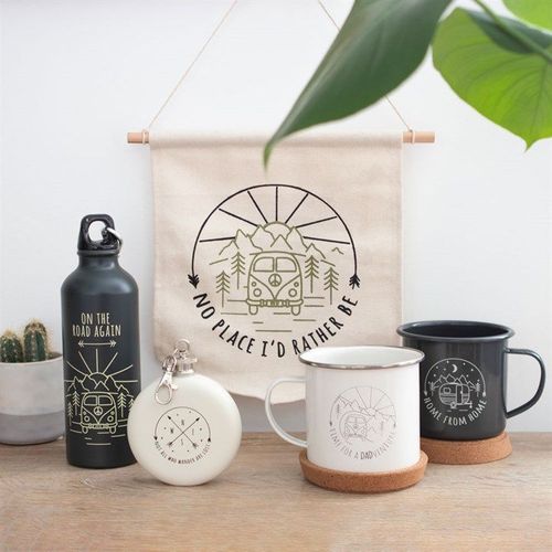 Happy Camper Hip Flask with Keyring | Inspired Creative Gifts | UK Supplier