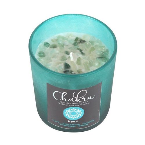 Heart Chakra Mint Crystal Chip Candle | Inspired Creative Gifts | UK Supplier