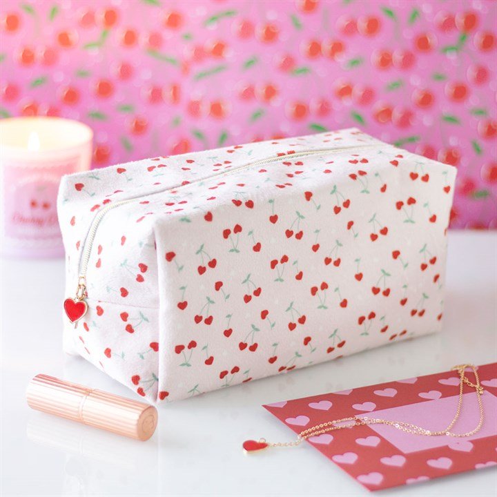 Heart Cherry Print Makeup Bag | Inspired Creative Gifts | UK Supplier