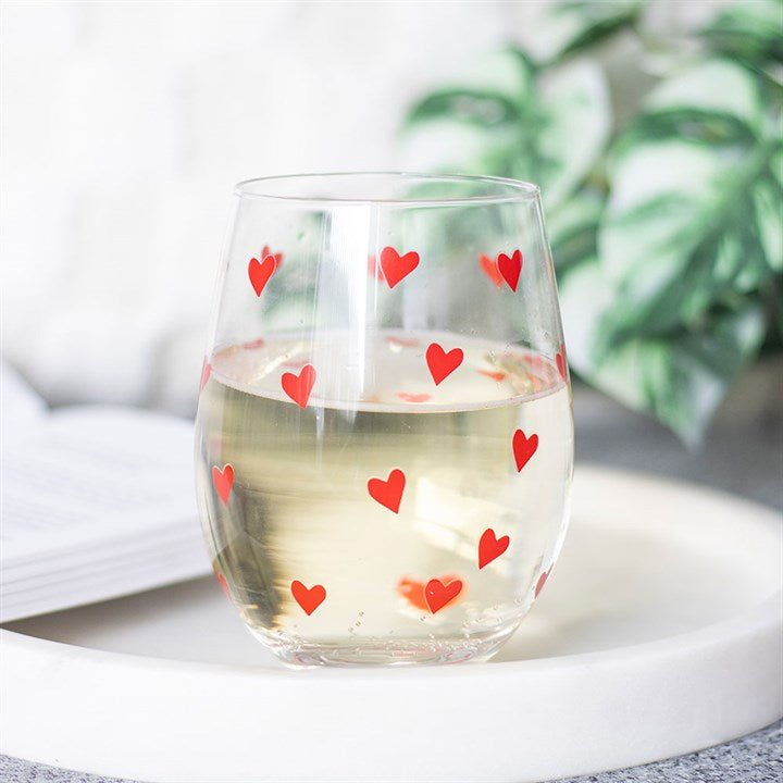 Heart Print Stemless Glass | Inspired Creative Gifts | UK Supplier