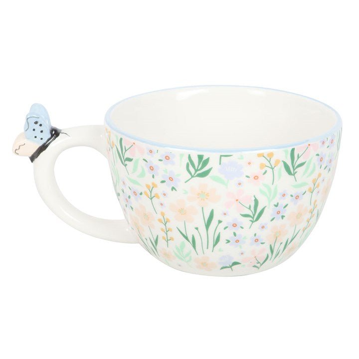 Hello Beautiful Ditsy Floral Print Mug with Butterfly | Inspired Creative Gifts | UK Supplier