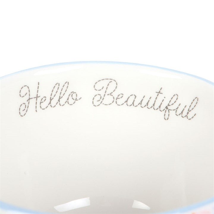 Hello Beautiful Ditsy Floral Print Mug with Butterfly | Inspired Creative Gifts | UK Supplier