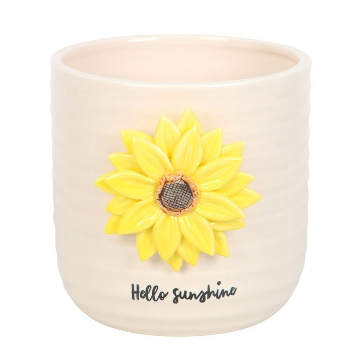 Hello Sunshine Plant Pot with 3D Sunflower | Inspired Creative Gifts | UK Supplier