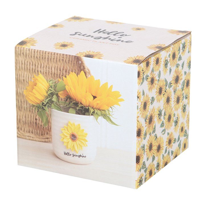Hello Sunshine Plant Pot with 3D Sunflower | Inspired Creative Gifts | UK Supplier