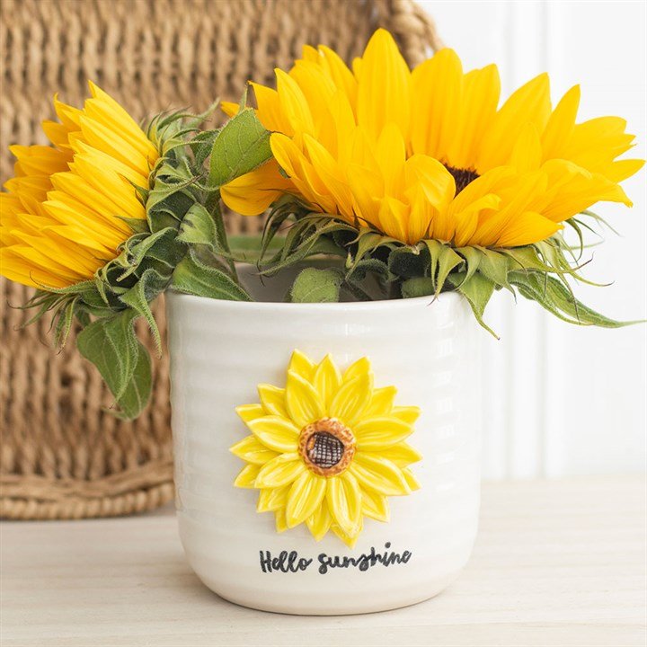 Hello Sunshine Plant Pot with 3D Sunflower | Inspired Creative Gifts | UK Supplier