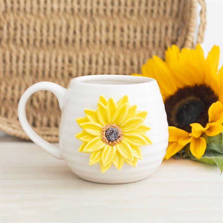 Hello Sunshine Rounded Mug with 3D Sunflower | Inspired Creative Gifts | UK Supplier