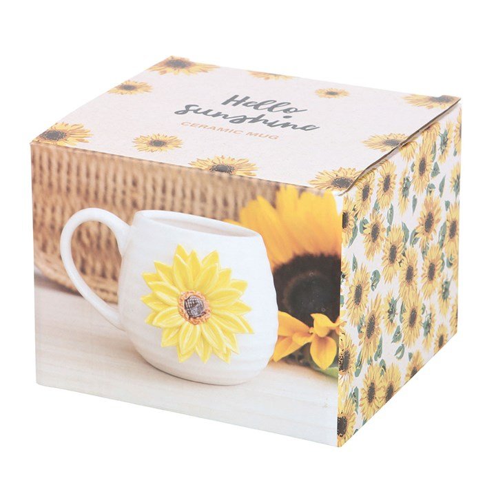 Hello Sunshine Rounded Mug with 3D Sunflower | Inspired Creative Gifts | UK Supplier