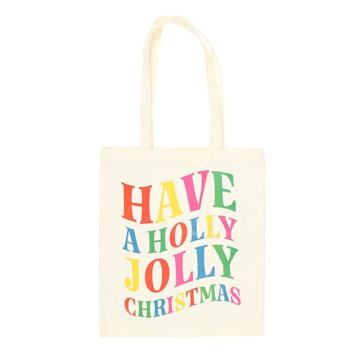 Holly Jolly Christmas Polyester Tote Bag | Inspired Creative Gifts | UK Supplier