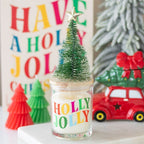 Holly Jolly Pine & Fir Glass Candle with Tree | Inspired Creative Gifts | UK Supplier
