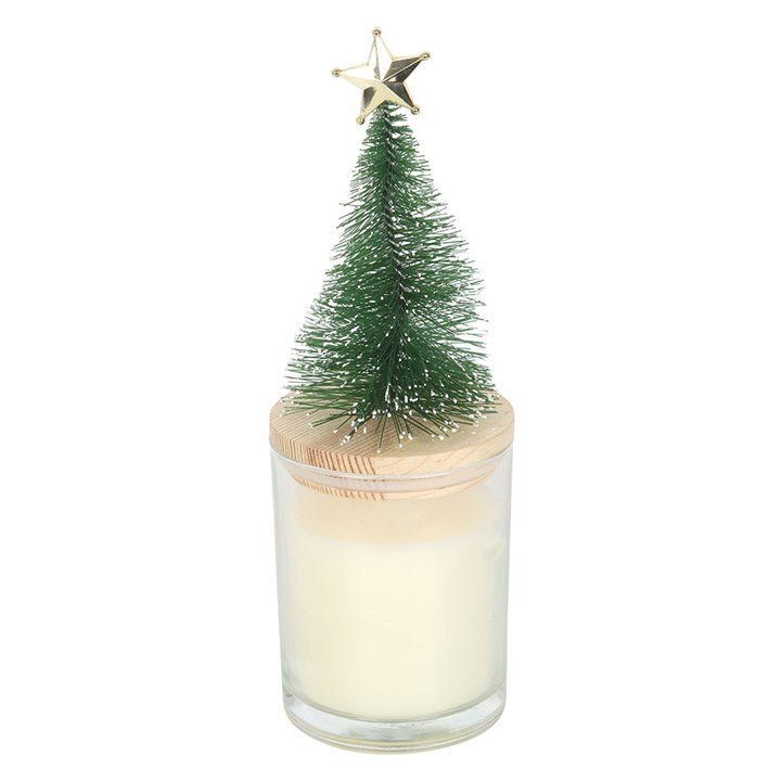 Holly Jolly Pine & Fir Glass Candle with Tree | Inspired Creative Gifts | UK Supplier