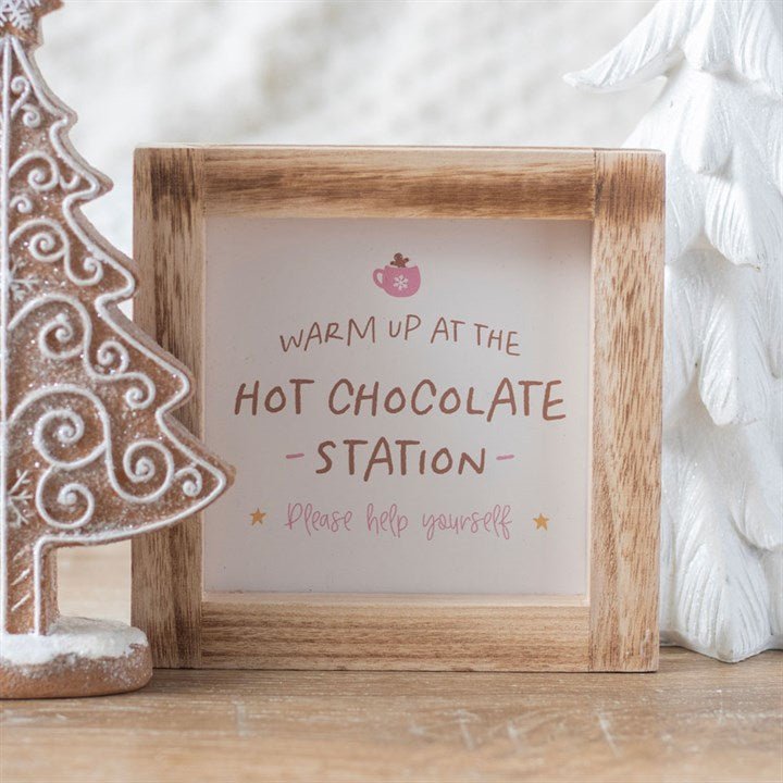 Hot Chocolate Station Wooden Frame Sign | Inspired Creative Gifts | UK Supplier