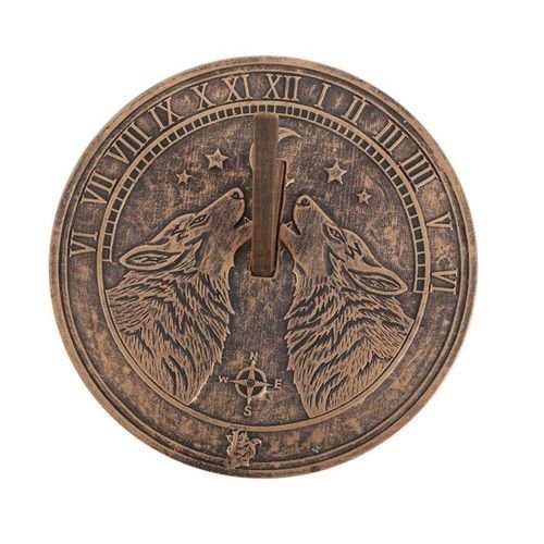 Howling Wolves Terracotta Sundial by Lisa Parker | Inspired Creative Gifts | UK Supplier