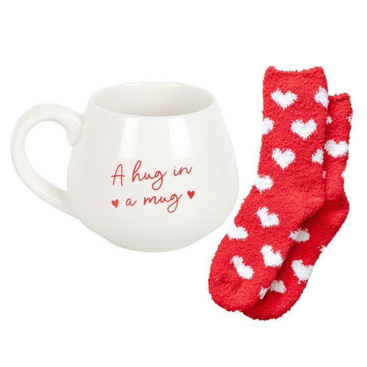 Hug in a Mug Heart Mug and Socks Set | Inspired Creative Gifts | UK Supplier