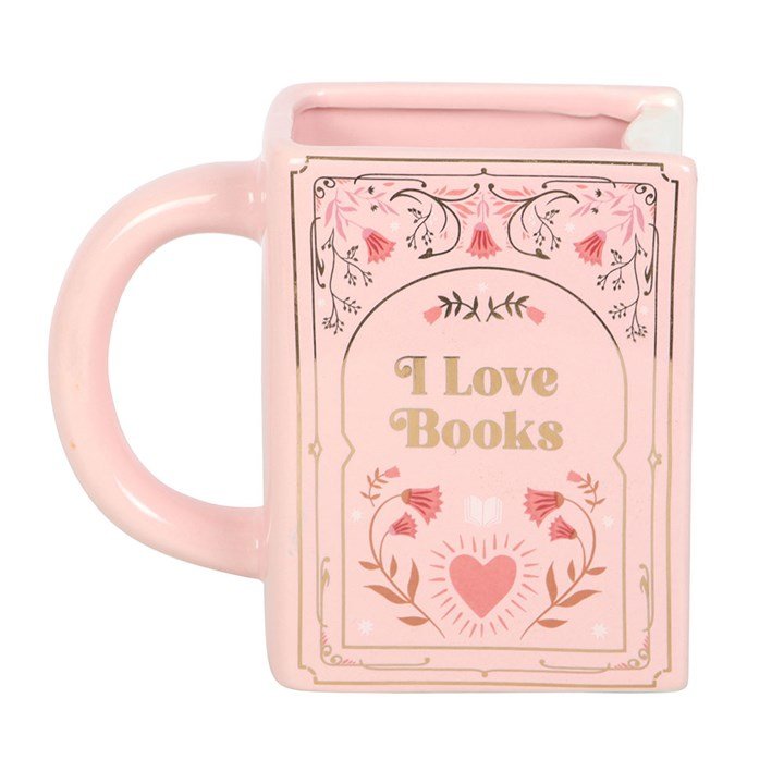 I Love Books Pink Book Shaped Mug | Inspired Creative Gifts | UK Supplier
