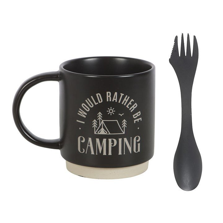 I Would Rather Be Camping Mug with 3 - in - 1 Spork | Inspired Creative Gifts | UK Supplier