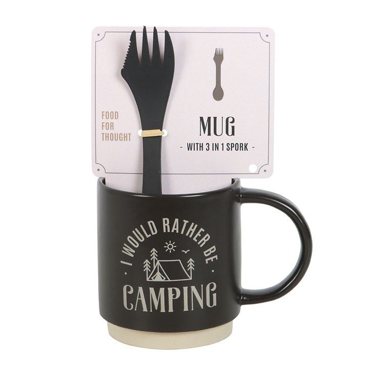 I Would Rather Be Camping Mug with 3 - in - 1 Spork | Inspired Creative Gifts | UK Supplier