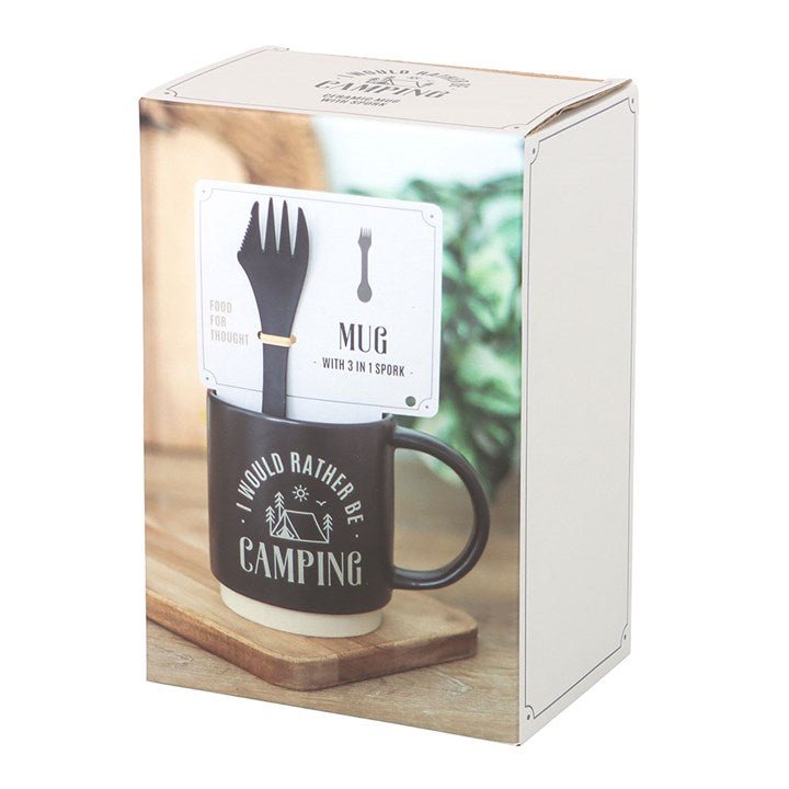 I Would Rather Be Camping Mug with 3 - in - 1 Spork | Inspired Creative Gifts | UK Supplier