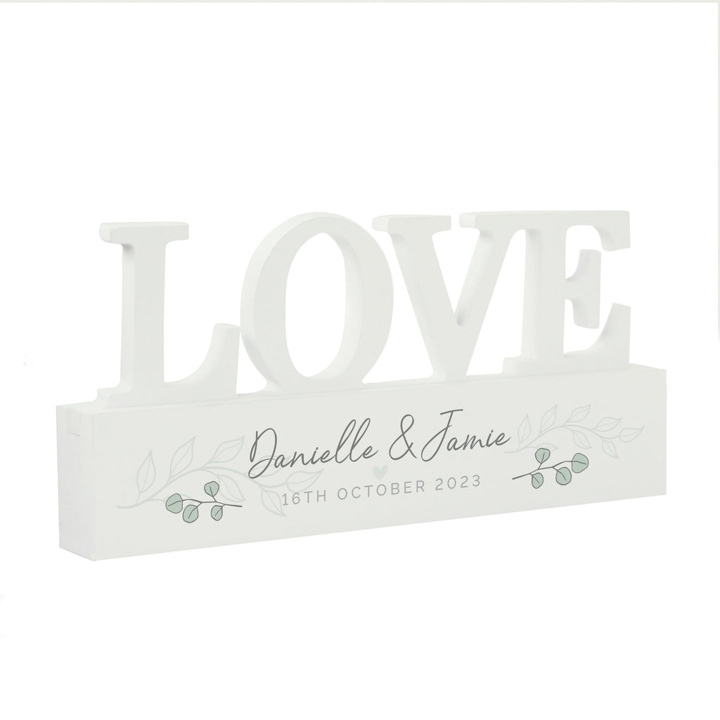 Personalised Botanical Wooden Love Ornament Sign, Wedding Personalised Sign, Family Sign