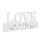 Personalised Botanical Wooden Love Ornament Sign, Wedding Personalised Sign, Family Sign