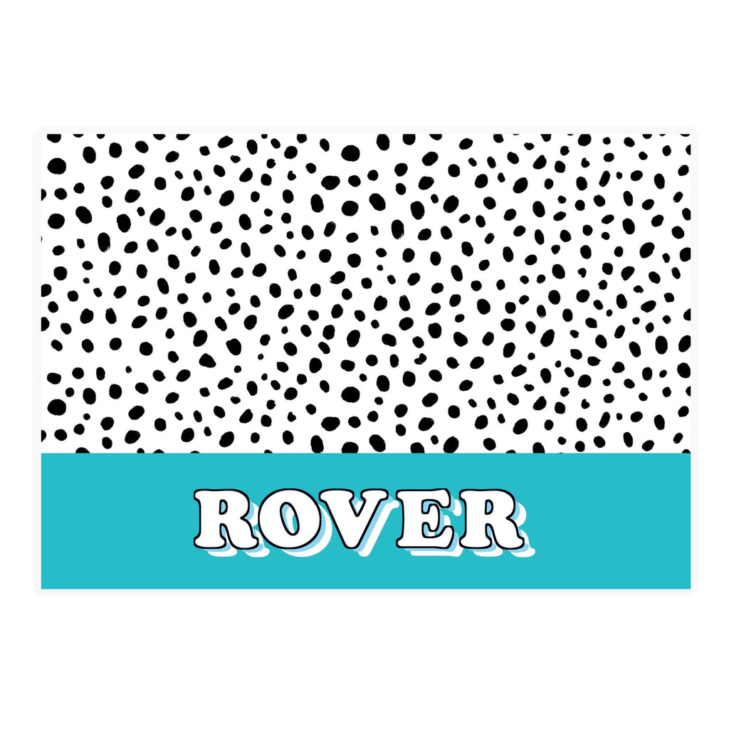 Personalised Blue or Pink Spots Dog Pet Bowl Mat
