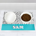 Personalised Blue or Pink Spots Dog Pet Bowl Mat
