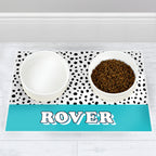 Personalised Blue or Pink Spots Dog Pet Bowl Mat