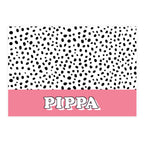 Personalised Blue or Pink Spots Dog Pet Bowl Mat