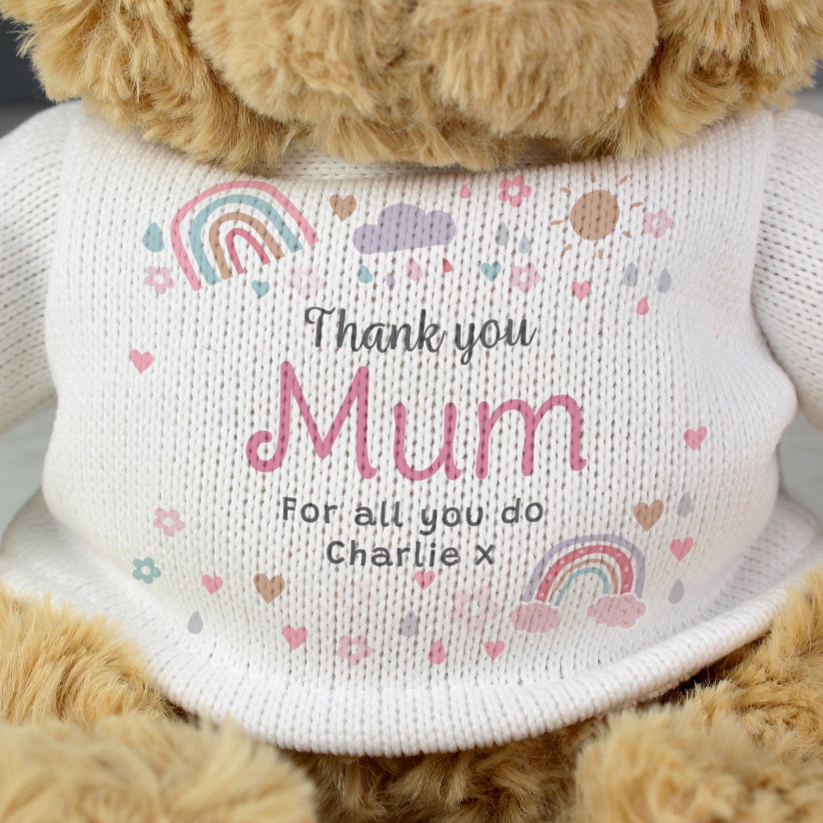 Personalised Rainbows & Sunshine Teddy Bear, ideal for Birthdays, Weddings, 18th or 21st Birthdays