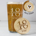 Personalised Engraved Big Age Bamboo Bottle Opener Coaster and Pint Glass Set | Big Age 18th, 21st, 30th, 40th, 50th, 60th