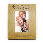 Personalised 'To the Moon and Back' 6x4 Oak Finish Photo Frame | Valentines Day | Birthday | Wedding