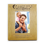 Personalised 'To the Moon and Back' 6x4 Oak Finish Photo Frame | Valentines Day | Birthday | Wedding