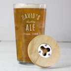 Personalised Bamboo Coaster & Pint Glass Set for Him | Fathers Day/Birthday Gift