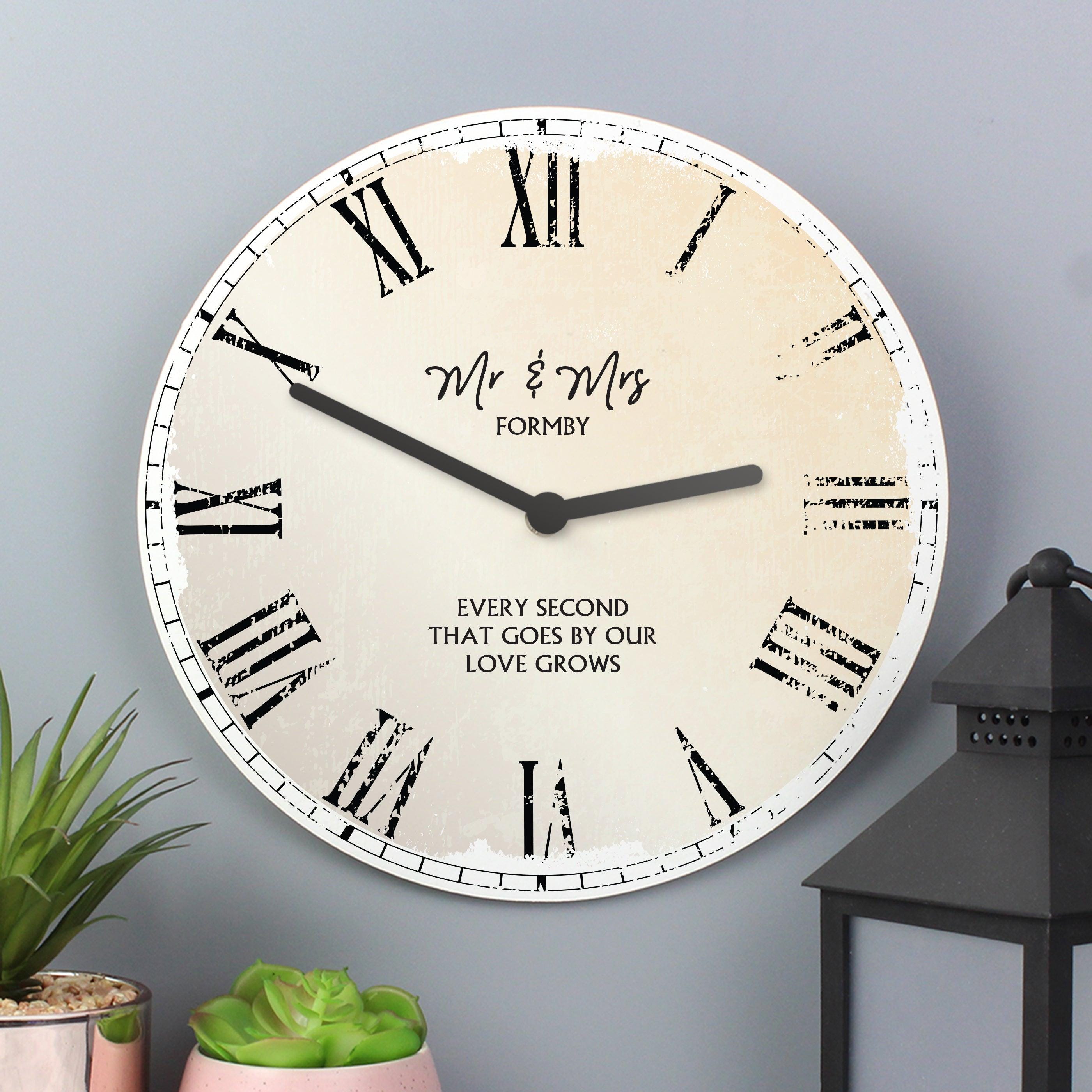 Personalised Rustic Large Wooden Clock - Inspired Creative Gifts