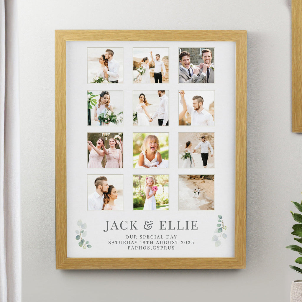 Personalised Wedding Oak Multi Photo Frame - Inspired Creative Gifts