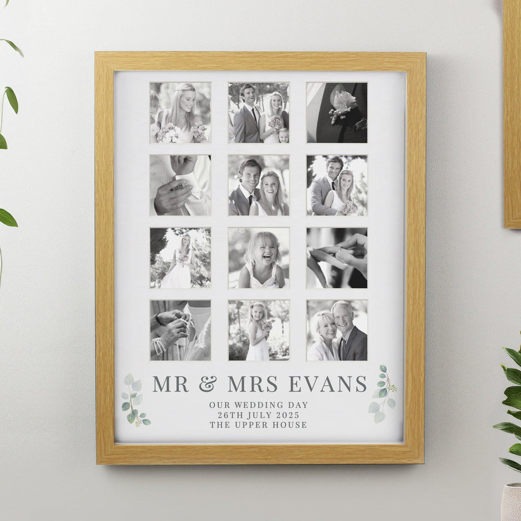 Personalised Wedding Oak Multi Photo Frame - Inspired Creative Gifts