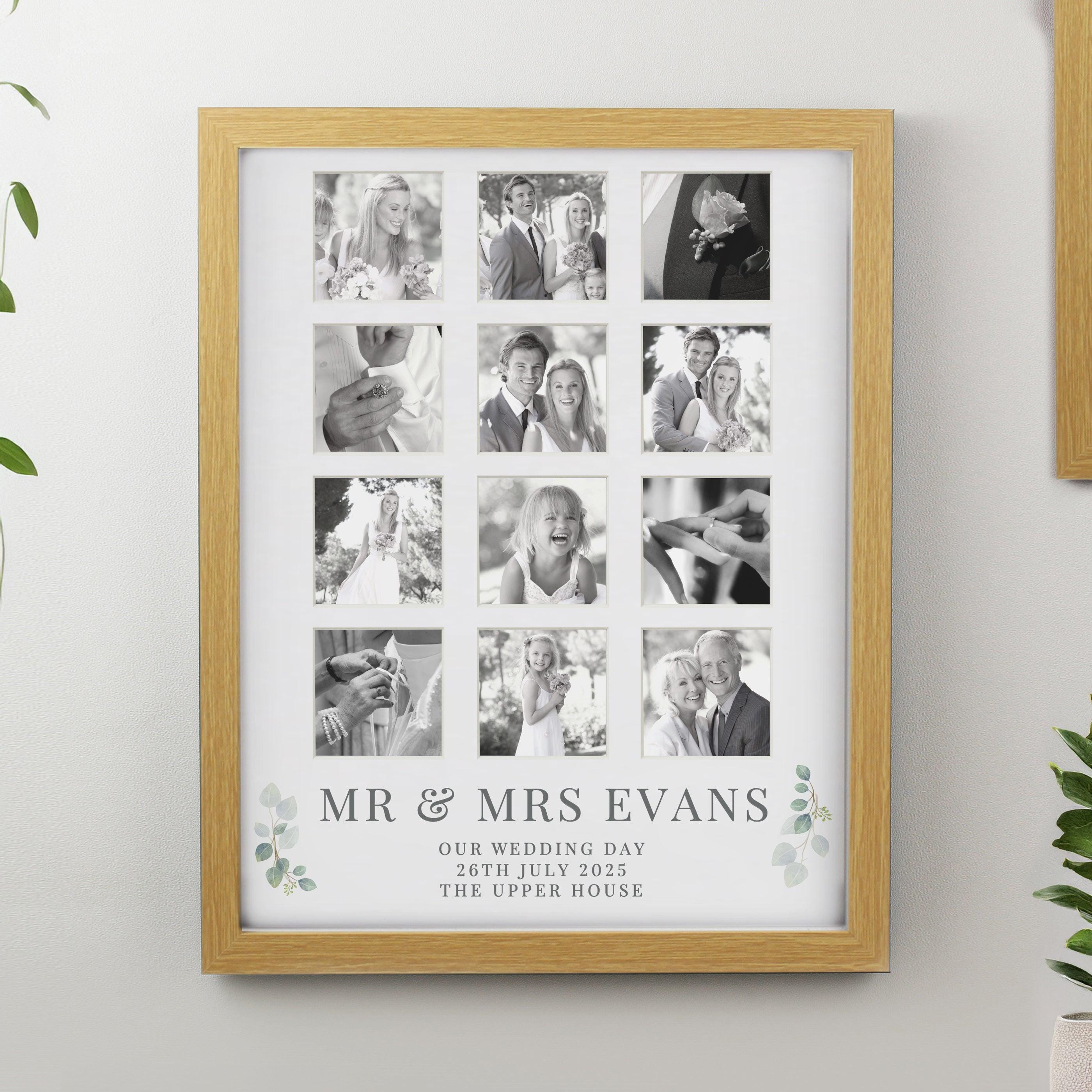 Personalised Wedding Oak Multi Photo Frame - Inspired Creative Gifts