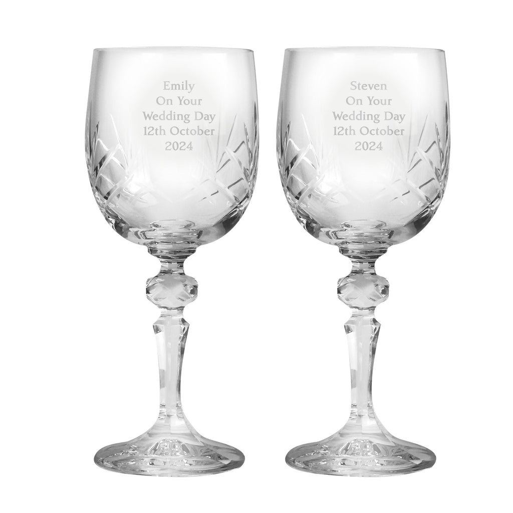 Personalised Pair of Crystal Wine Glasses - Inspired Creative Gifts