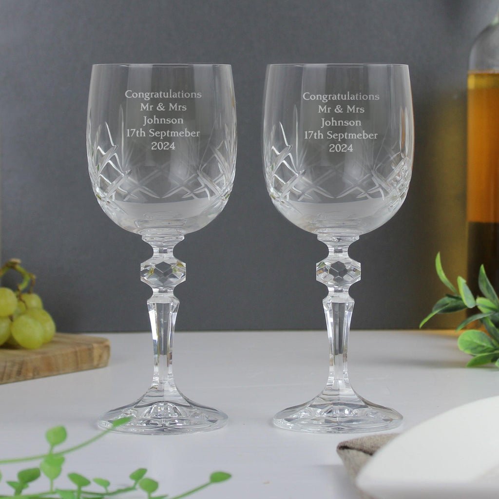 Personalised Pair of Crystal Wine Glasses - Inspired Creative Gifts