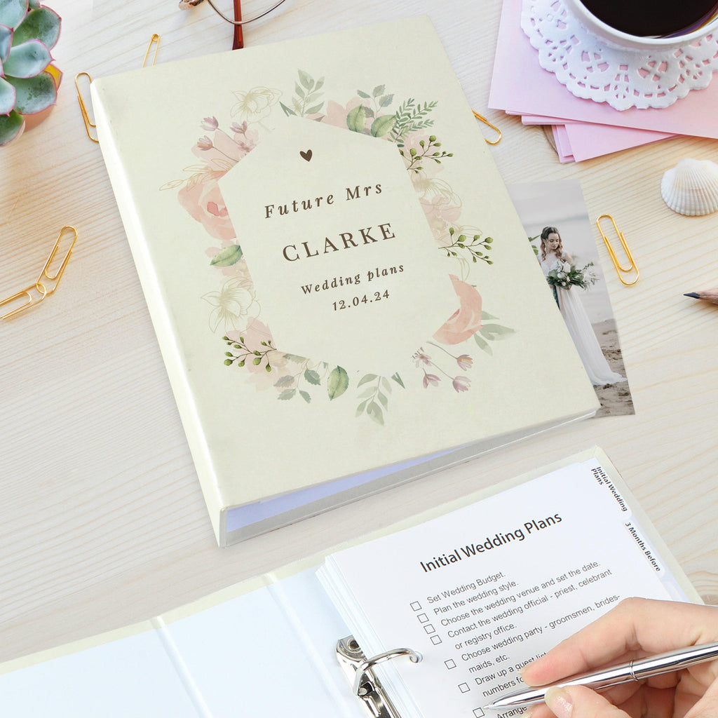 Personalised Floral Watercolour Wedding Planner - Inspired Creative Gifts